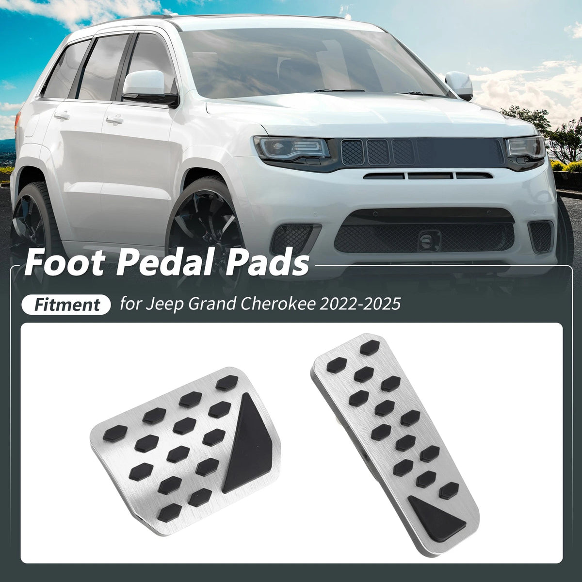 Auto Foot Pedal Pads Covers for Jeep Grand Cherokee (2022-2025) Silver