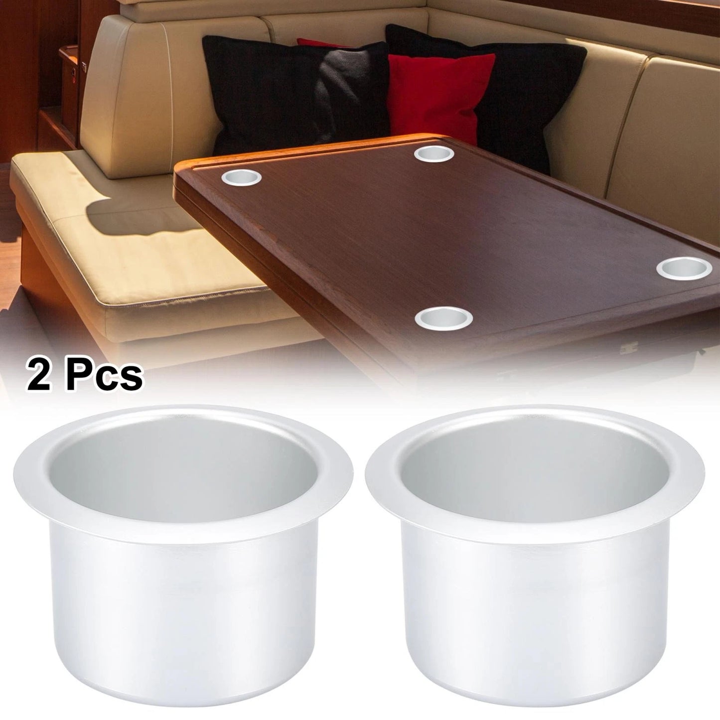 Aluminum Alloy Cup Drink Holder Matte Silver Tone for Marine Boats RVs