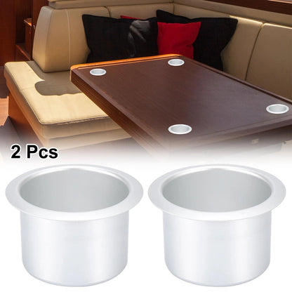 Aluminum Alloy Cup Drink Holder Matte Silver Tone for Marine Boats RVs