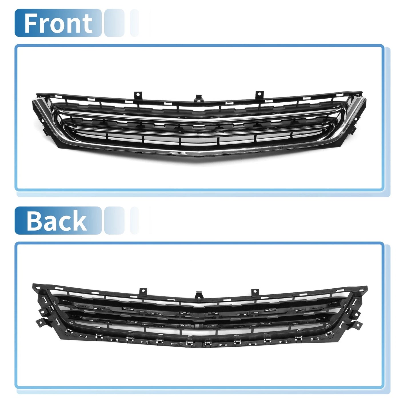 Front Lower Bumper Grille for Chevrolet Impala Chrome Silver Tone Black
