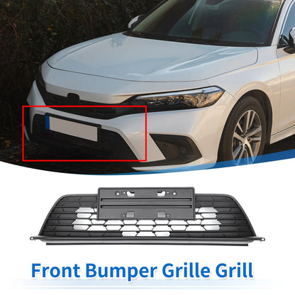 Front Upper Bumper Grille for Honda Civic 2022-2023 ABS Plastic Black