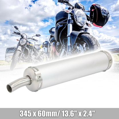 Tail Exhaust Pipe / 280mmx60mm / Muffler Silver Tone for Universal Motorcycle