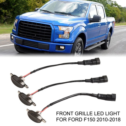 Front-Grille LED DRL Lights Blue Lamp 3 Pcs for Ford F-150 Raptor (2010–2018)