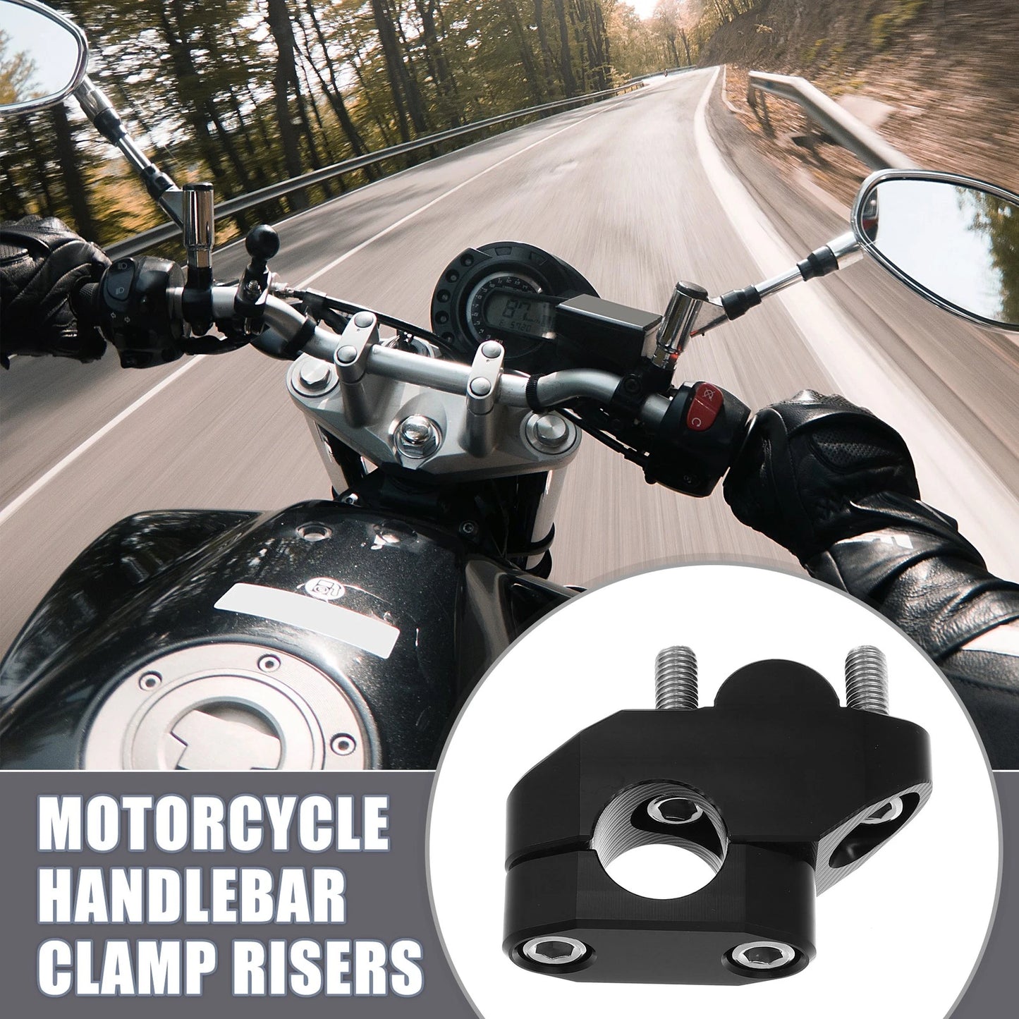 2 x Handlebar Bracket Clamps Risers 7/8" 22mm Bar Mount for Motorcycle