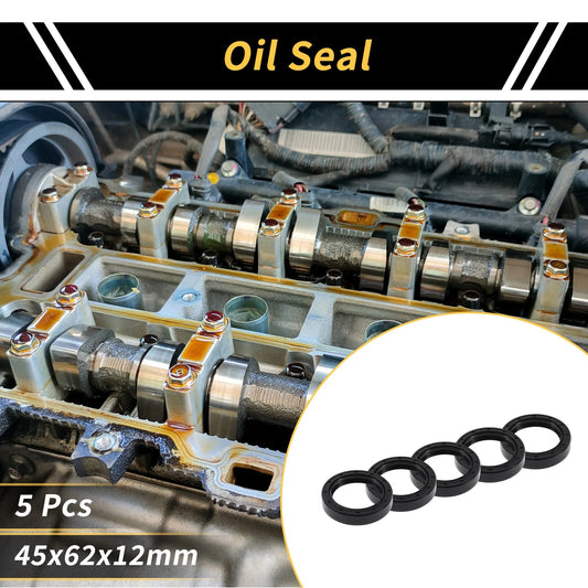 Oil Seal Rotary Shaft Seal NBR Rubber 45x62x12mm Black 5 Pcs