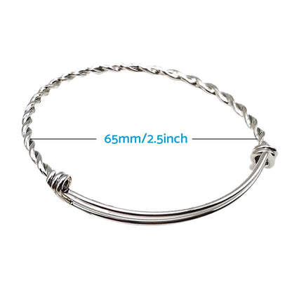10 x Stainless Steel Adjustable 2.5" Bangle Bracelets for Jewelry Making