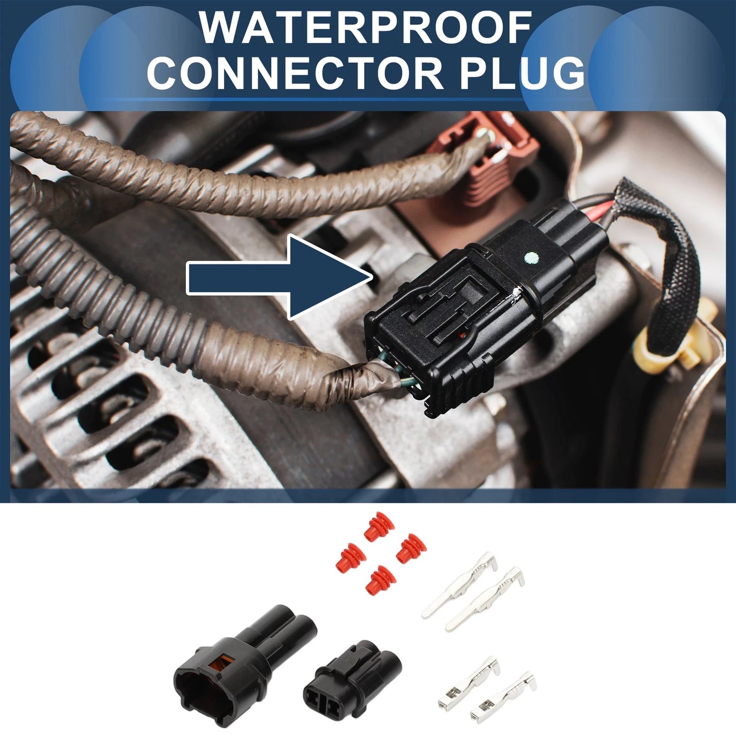 2-Pin Waterproof Connector Plug for Kawasaki Suzuki Motorcycle