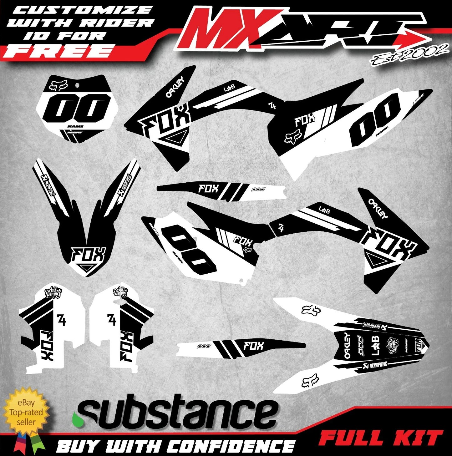 Custom Decals for KTM SXF 450 2011-2012 GLOW BLACK STYLE Full Sticker Set