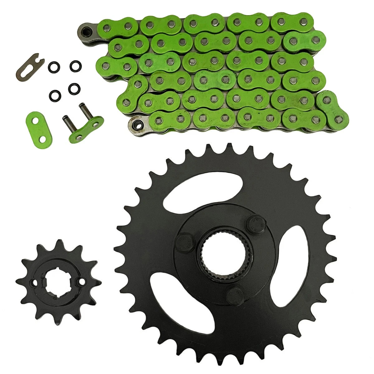 2 x Green O-Ring Chain & 12/32 Sprockets for Polaris RZR 170 (2009–2016)