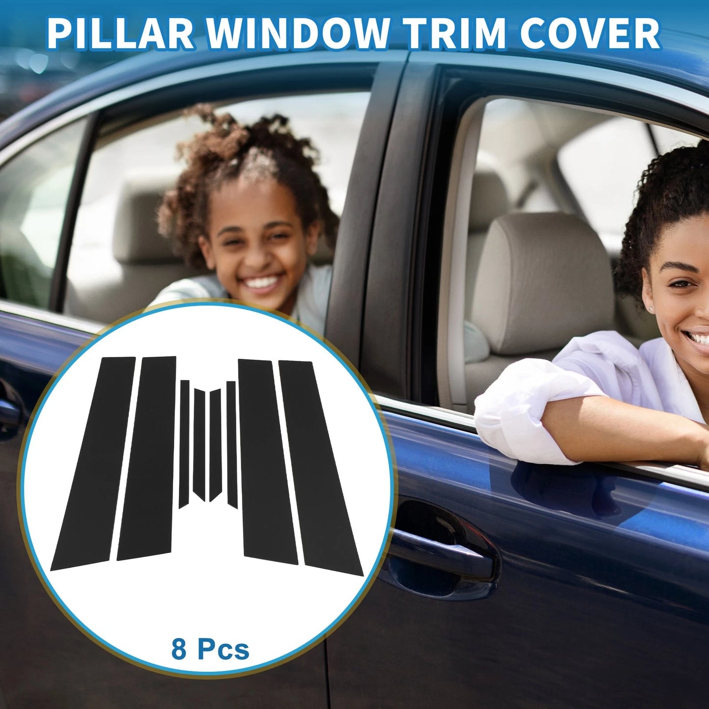 8 Pcs Door Pillar Window Trim for Toyota CHR Black (2017-2023)