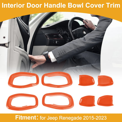 4 x Orange ABS Interior Door Handle Bowl Cover Trim for Jeep Renegade (2015-2023)