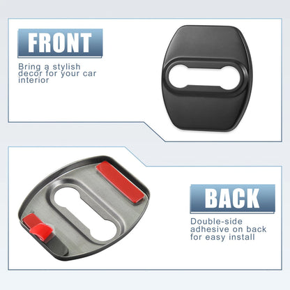 4 x Car Door Lock Latch Covers Stainless Steel for Hyundai Kia