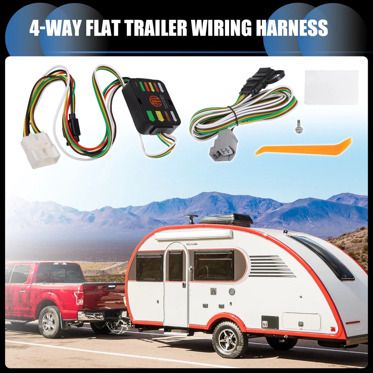 1 Set 4-Way Flat Trailer Wiring Harness for Toyota Highlander (2020–2021)
