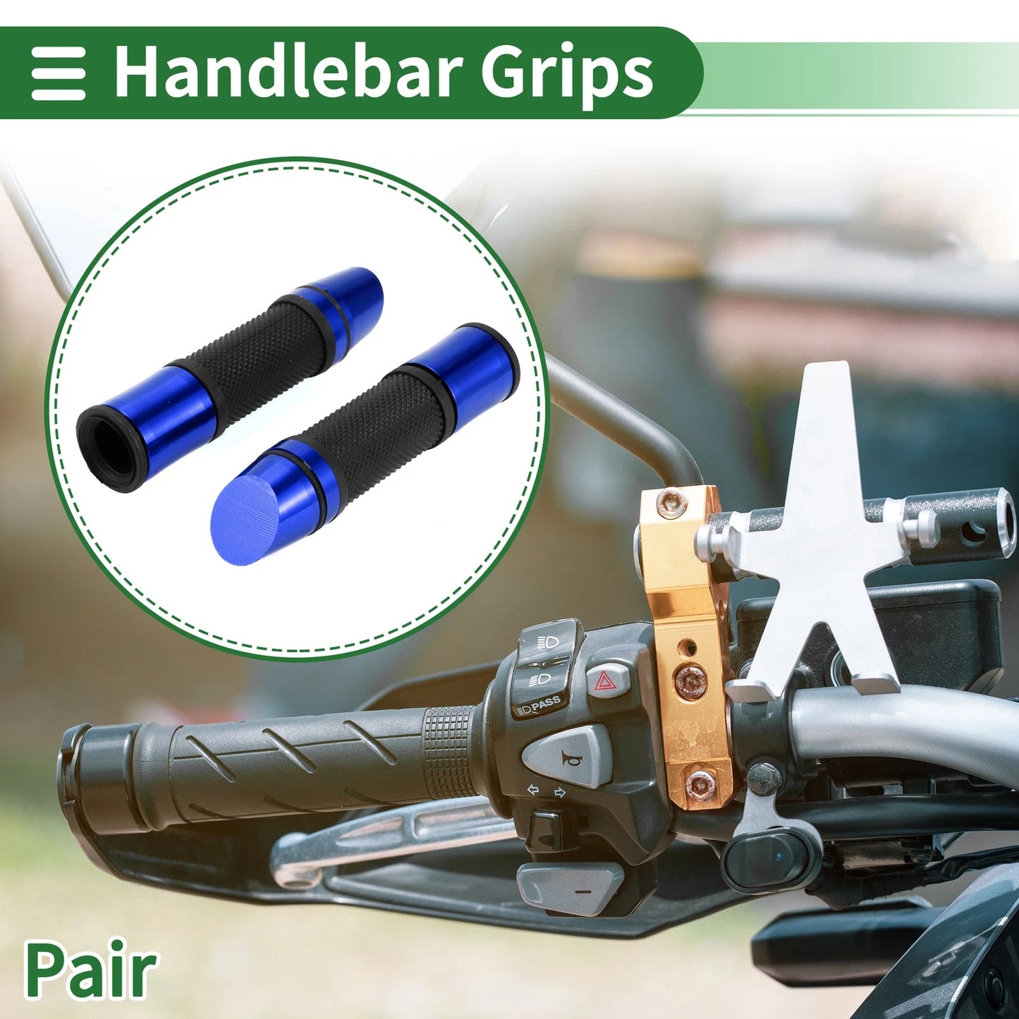 7/8" 22mm Hand Grips Cover Aluminum Alloy Black Blue for Motorcycle