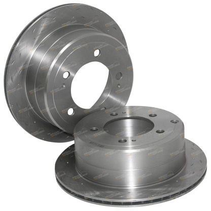 2 x Rear Drilled/Slotted Disc Rotors for Landcruiser FZJ105 HZJ105 (1998–2007)