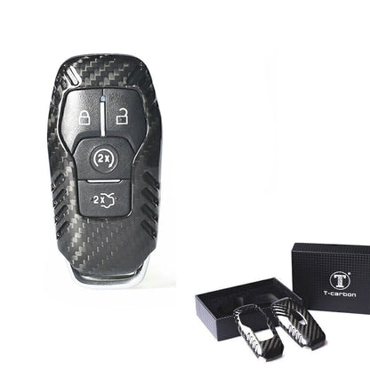 Black Carbon Fiber Smart Key Shell Cover for Ford Explorer