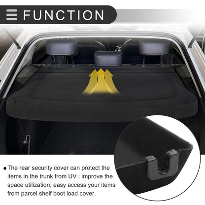 Rear Parcel Shelf Boot Load Cover for Ford Fiesta (2018-2022) Black