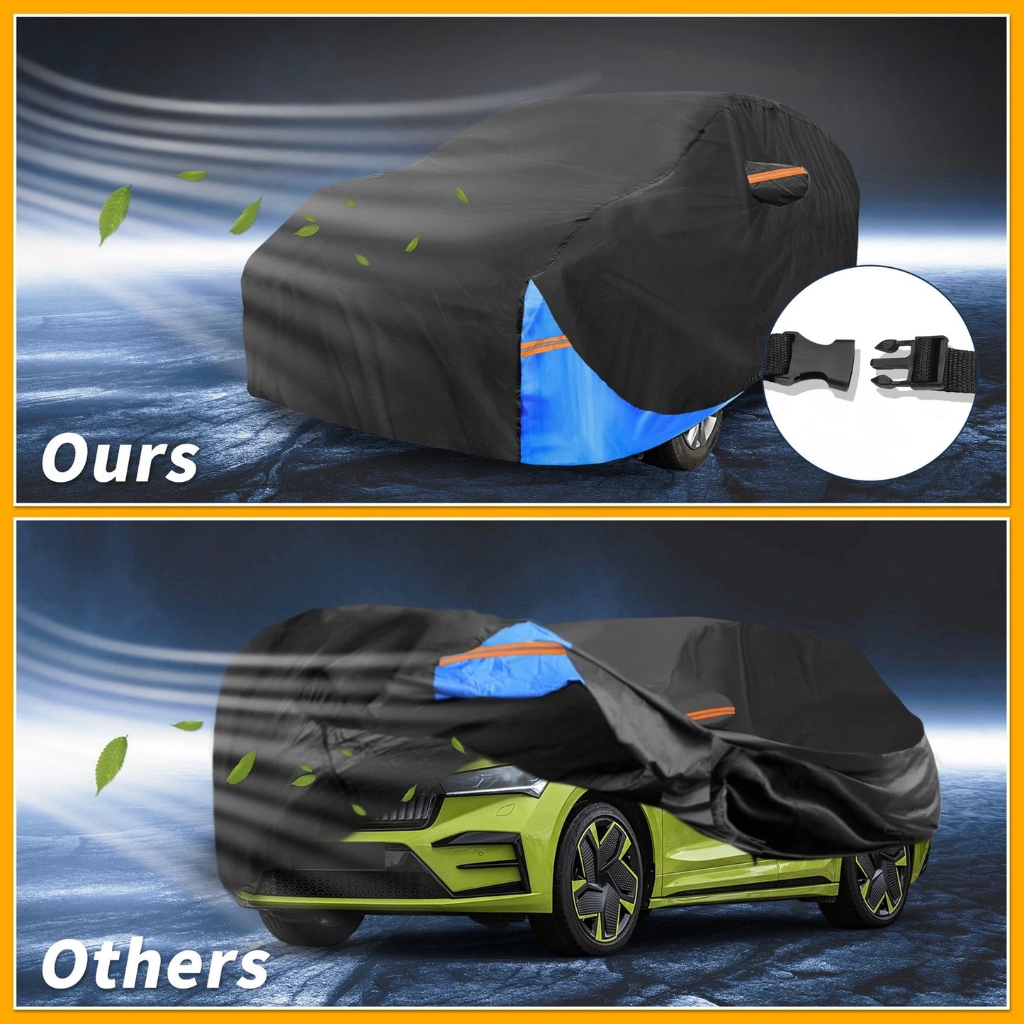 Waterproof Car Cover for Tesla Model 3 (2017-2024) Black Blue 210D-PU