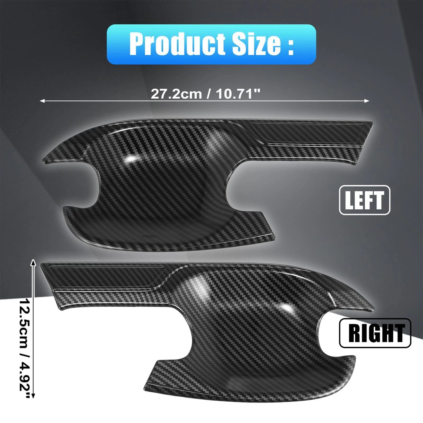Car Door Handle Cups  for Isuzu D-Max Carbon Fiber Gloss Black