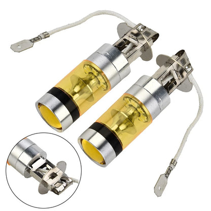 2 x Car Yellow H3 4300K 2000LM 12-24V LED Fog Light Taillight Bulb