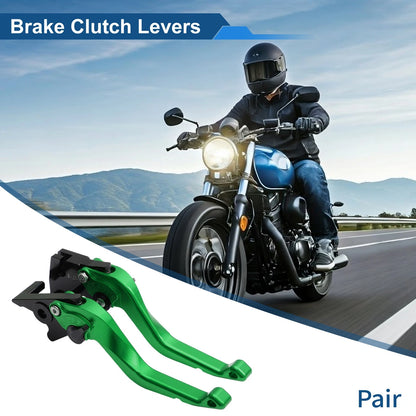 Short Brake Clutch Lever 1 Pair Solid Green for Kawasaki Ninja 500 (2024–2025)
