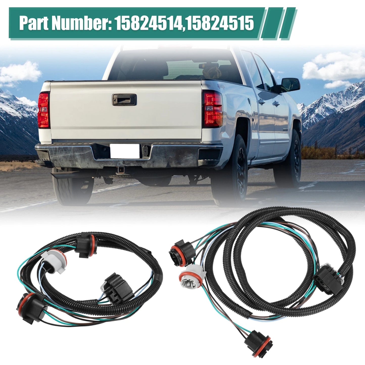 1 Pair Tail Light Wiring Harness for Chevrolet Silverado 1500 (2012-2013)
