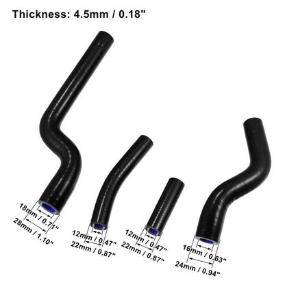 4 x Black Silicone Radiator Coolant Hose Pipe Tubing for Yamaha YZ250 YZ 250