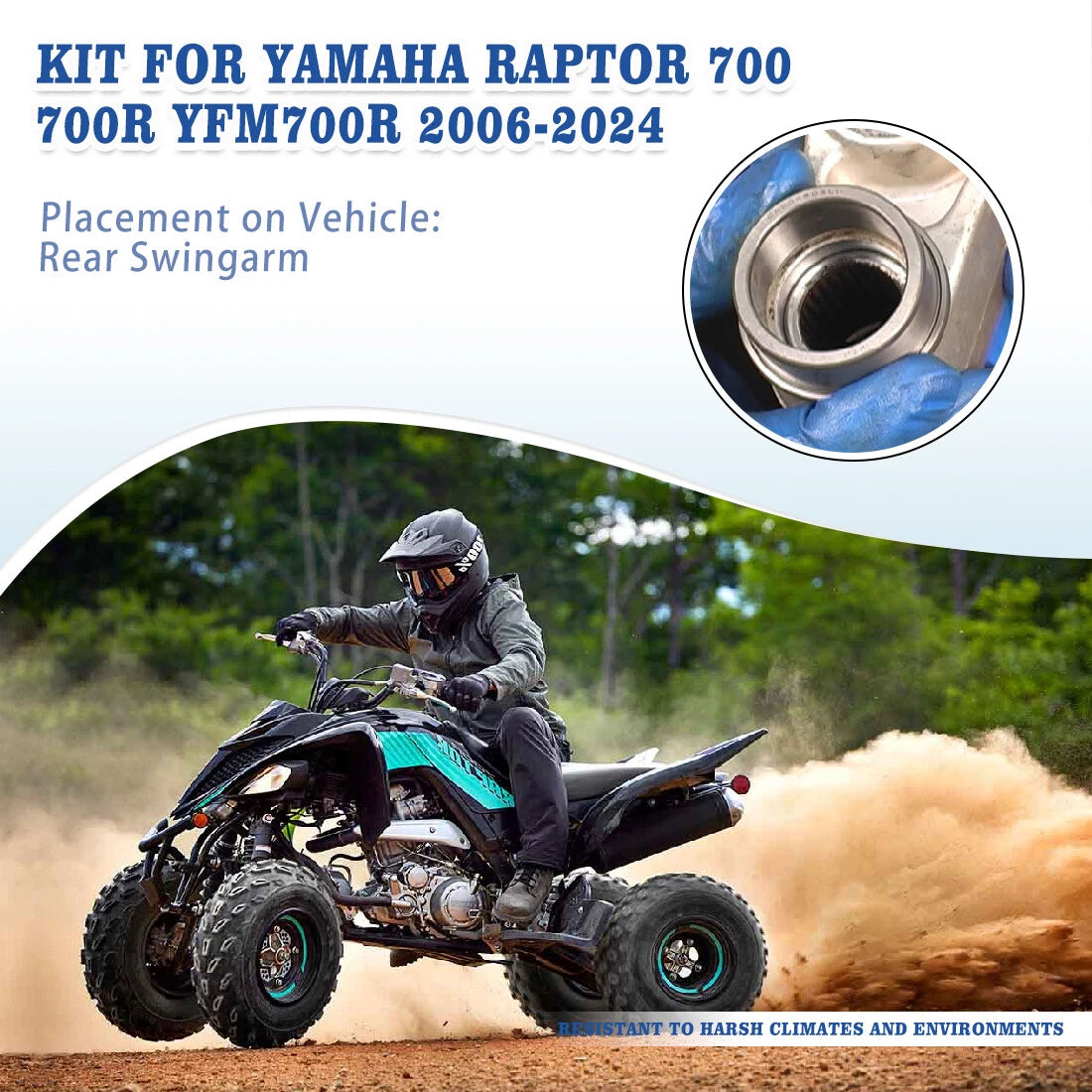 Rear Swing Arm Shaft Bearing Seal Bushing for Yamaha Raptor 700 700R (2006–24)