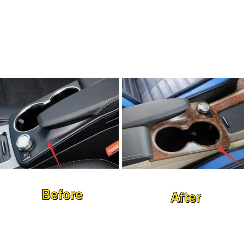 Wood Grain Water Cup Holder Panel Cover for Mercedes-Benz GLK (2013–2015)