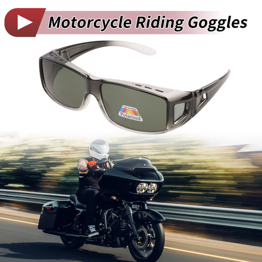 1x Motorcycle Riding Goggles Dark Green Lens Clear Gray Frame