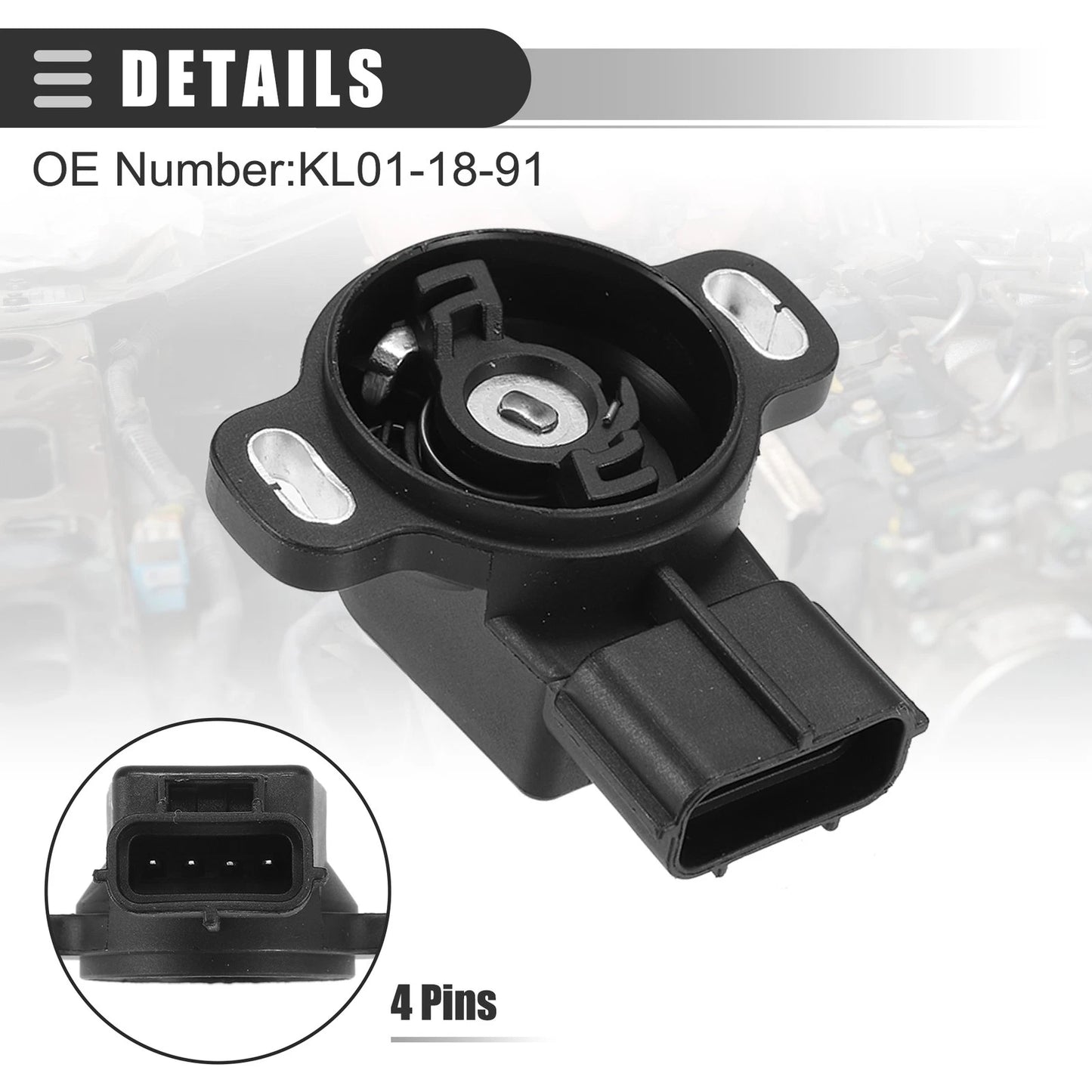 Throttle Position Sensor for MAZDA MX-6 (1993-1997) Black Plastic