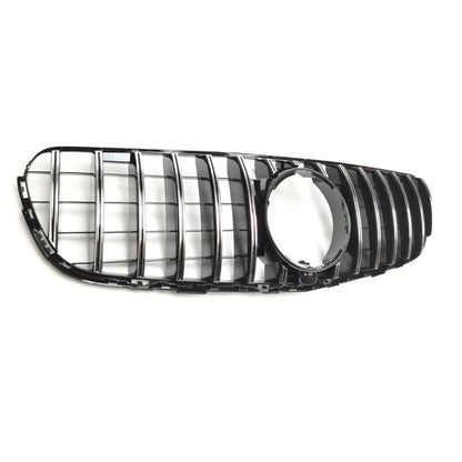 Silver+Black Front Mesh Grille for Benz GLC W253 X253 16-19 W/ Camera Hole