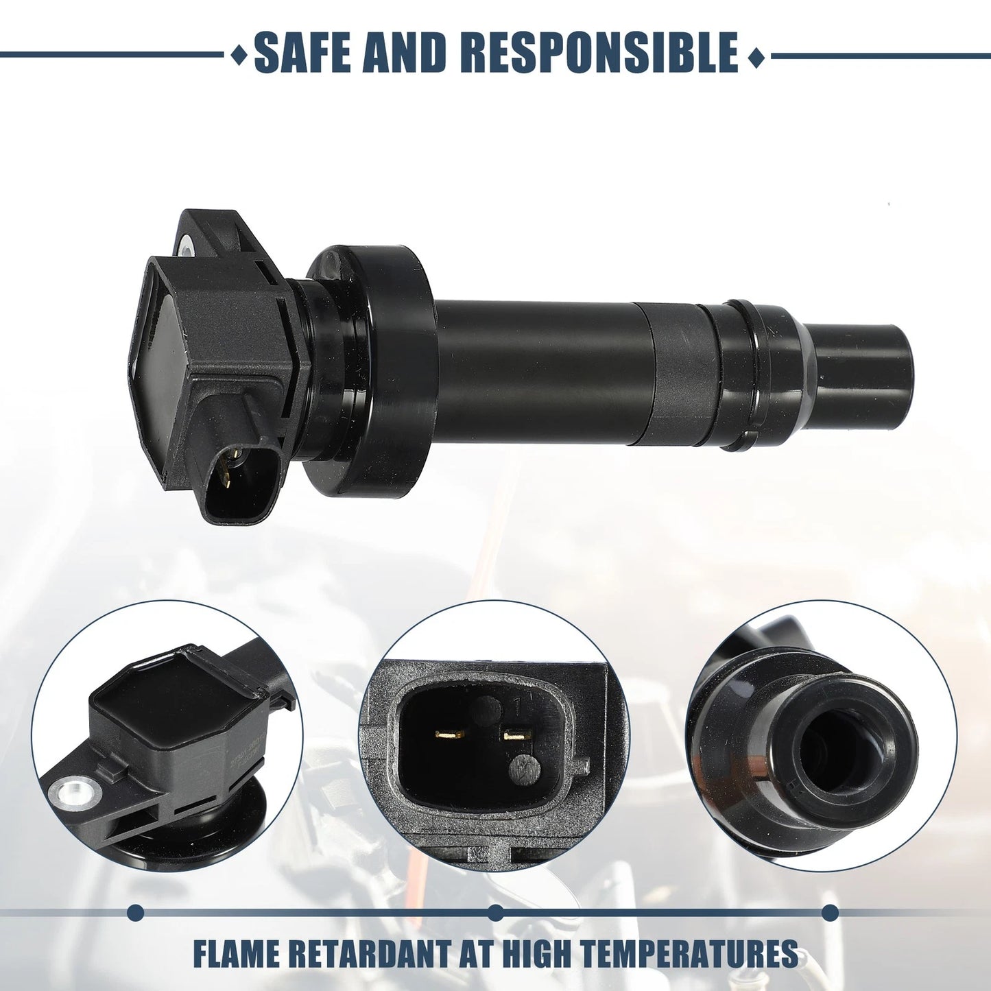 Ignition Coil for Hyundai Accent 1.6L (2004-2015) - 1 Pcs Black