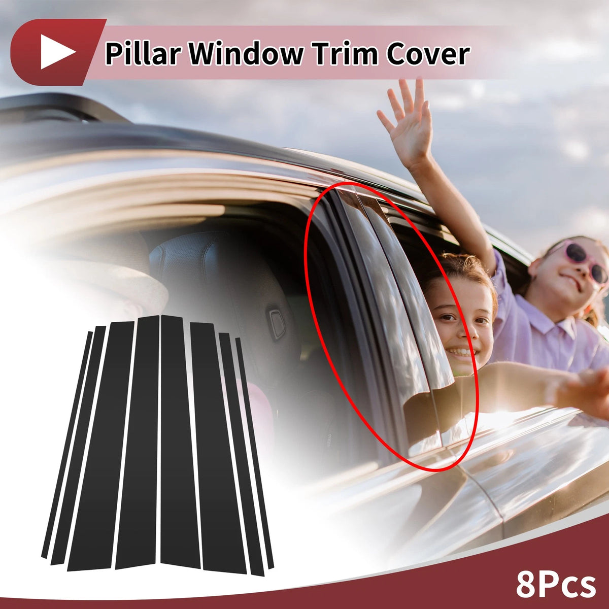 8 x Car Door Pillar Window Trim for Toyota Prado (2003–2009)