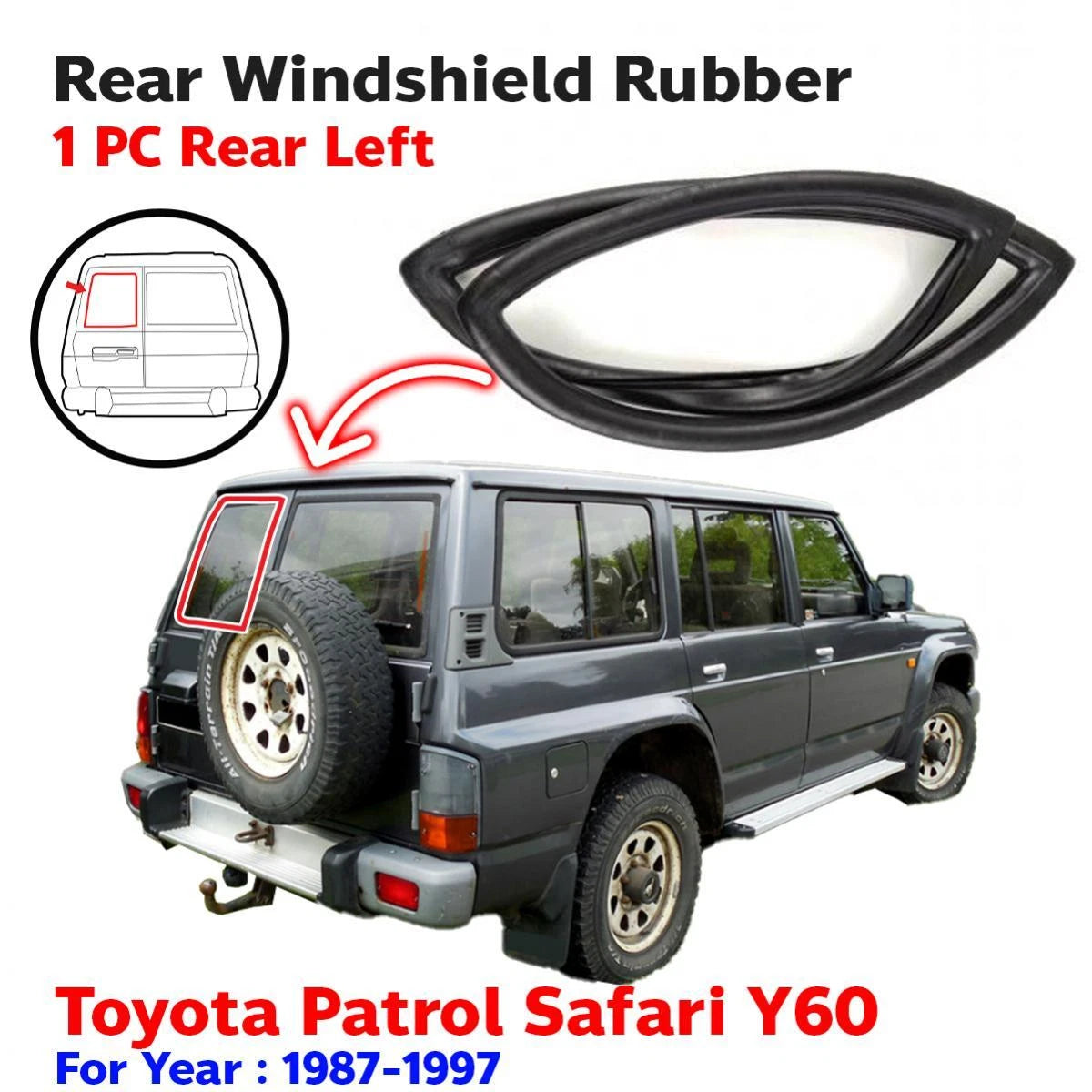 Windshield Window Rubber Seal Rear LH Fits Nissan Patrol Safari Y60 GQ 1987-97