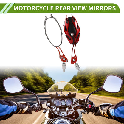 M8/M10 1 Set Motorcycle Rear View Mirrors Oval Shape Red Aluminum Alloy Plastic