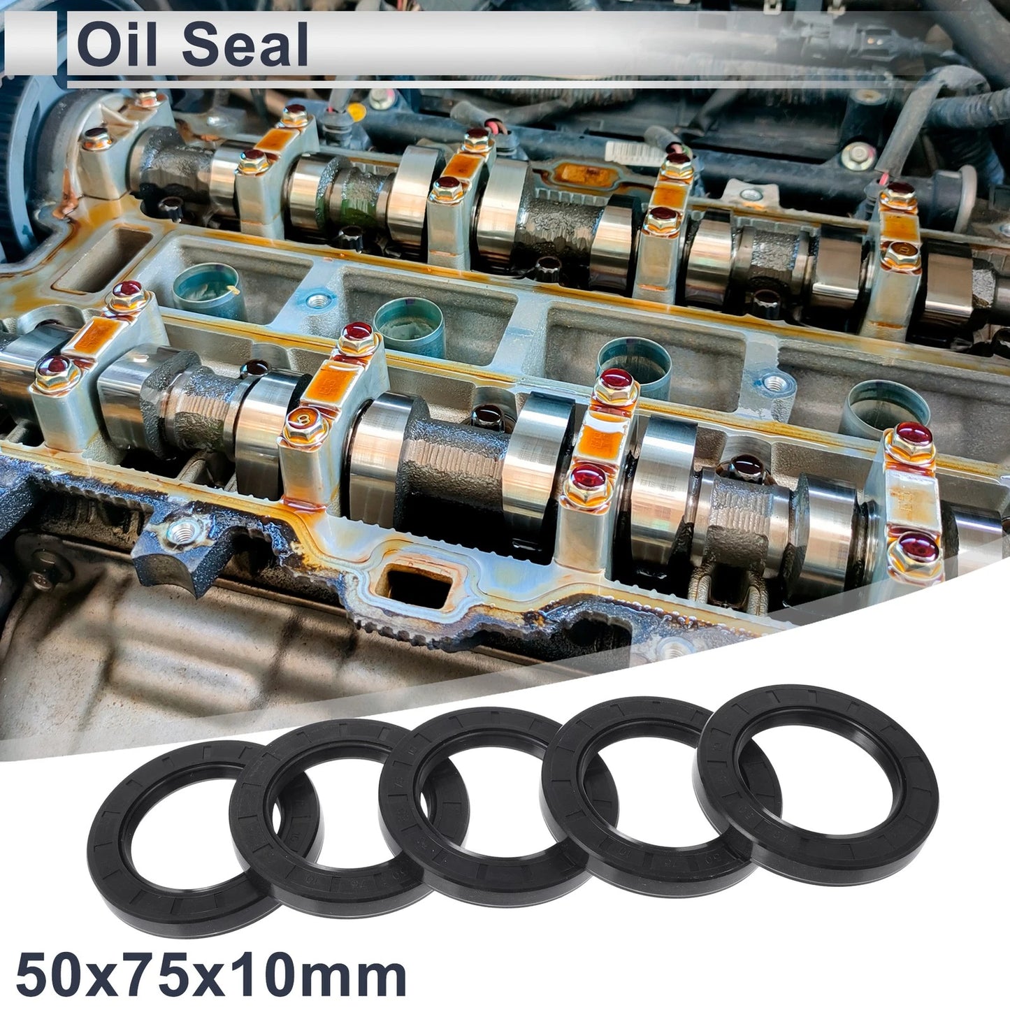 Oil Seal 50x75x10mm NBR Rubber 5 Pcs
