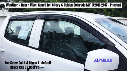 Slim Side Visor Rain Shield Wind Deflector for Holden Colorado (2016-2017)