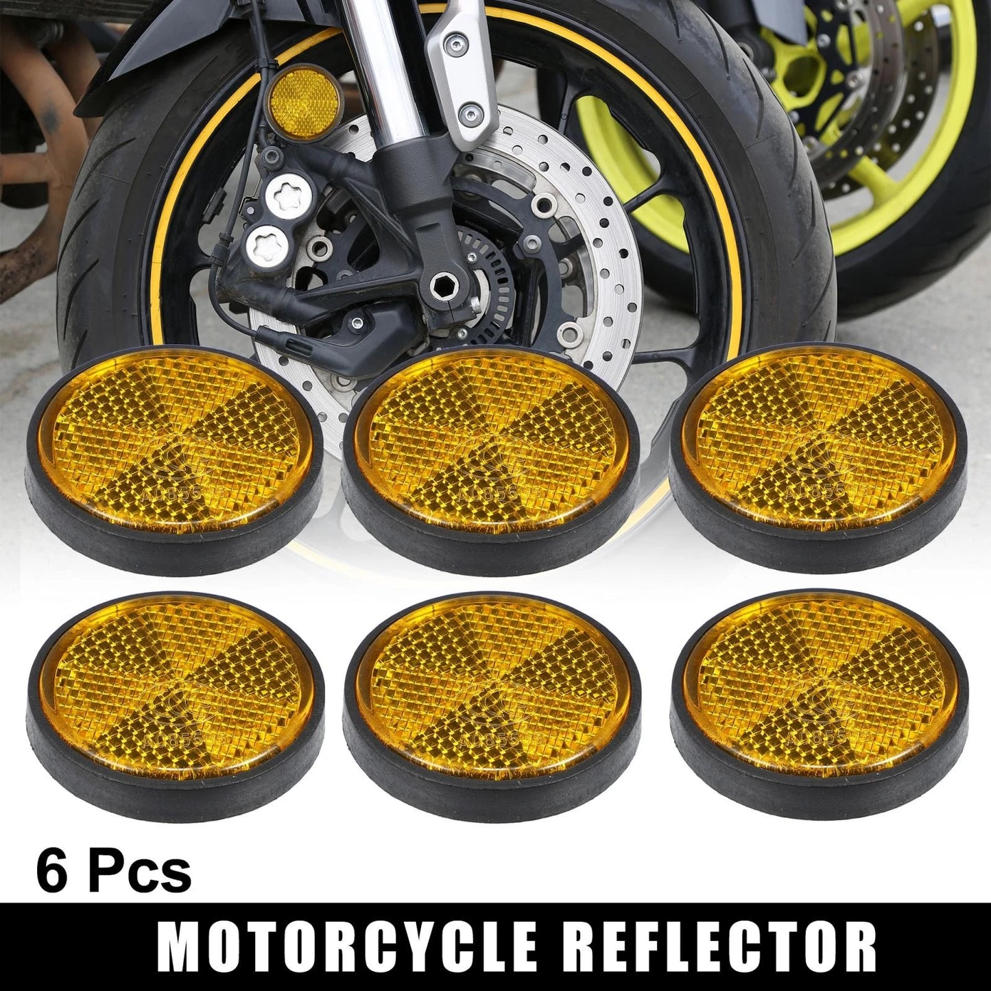 6 x Orange Universal Screw Mount Round Warning Reflector for Motorcycle