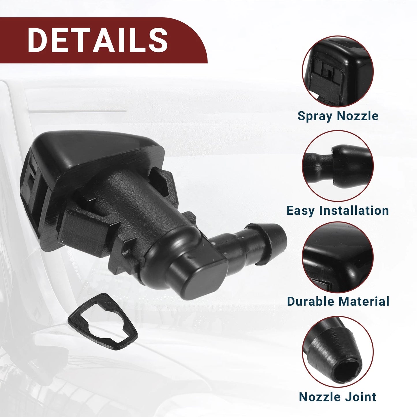 1x Windshield Washer Nozzle for Chrysler 300 with Hose and Connectors