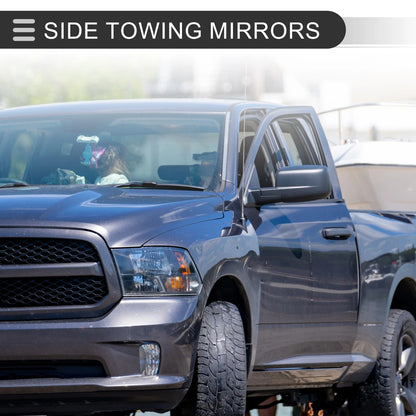 Tow Mirrors for Dodge Ram 1500 with Turn Signal Light Black (2009-2012)