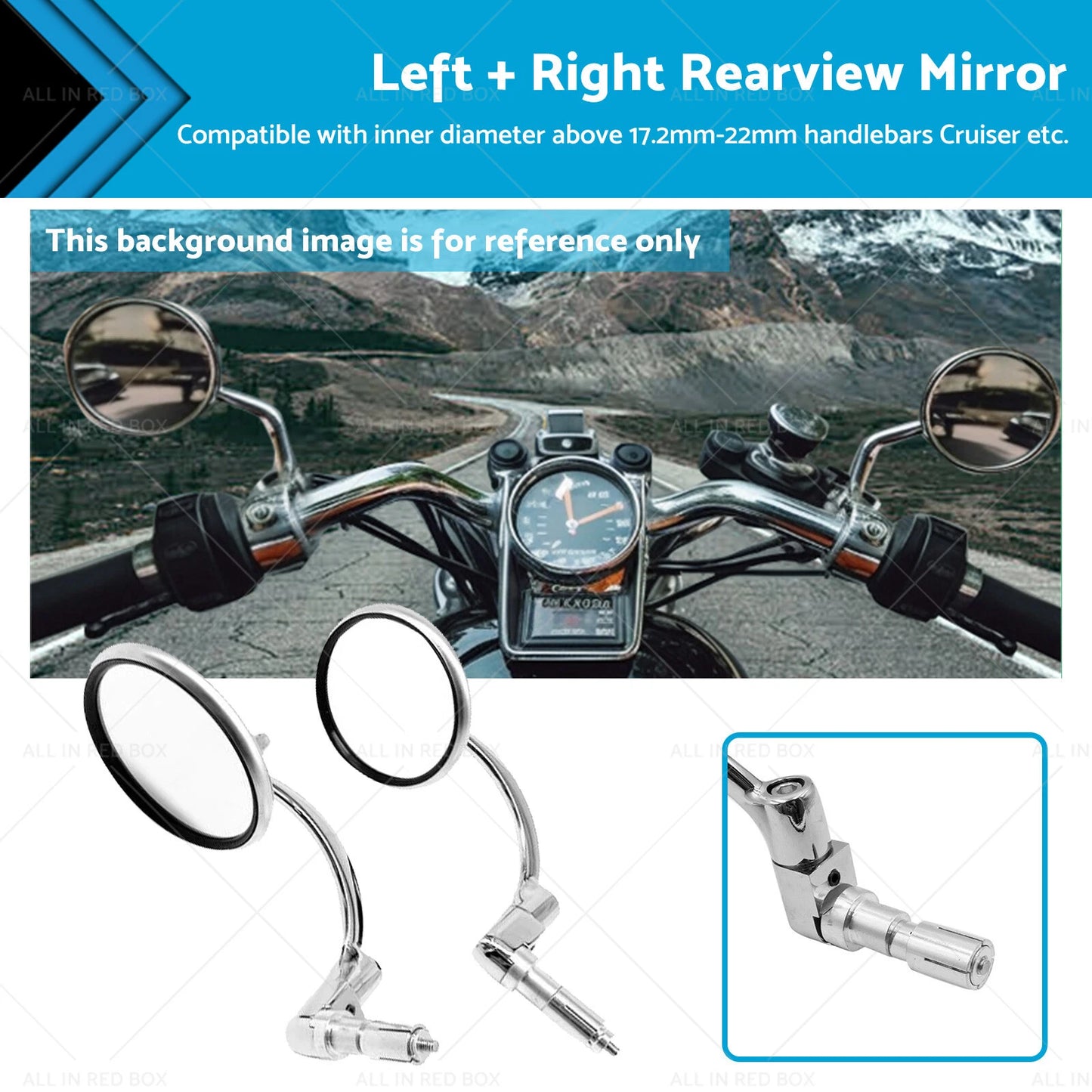 Chrome Round Rearview Bar End Mirror for Motorcycle Chopper Racer