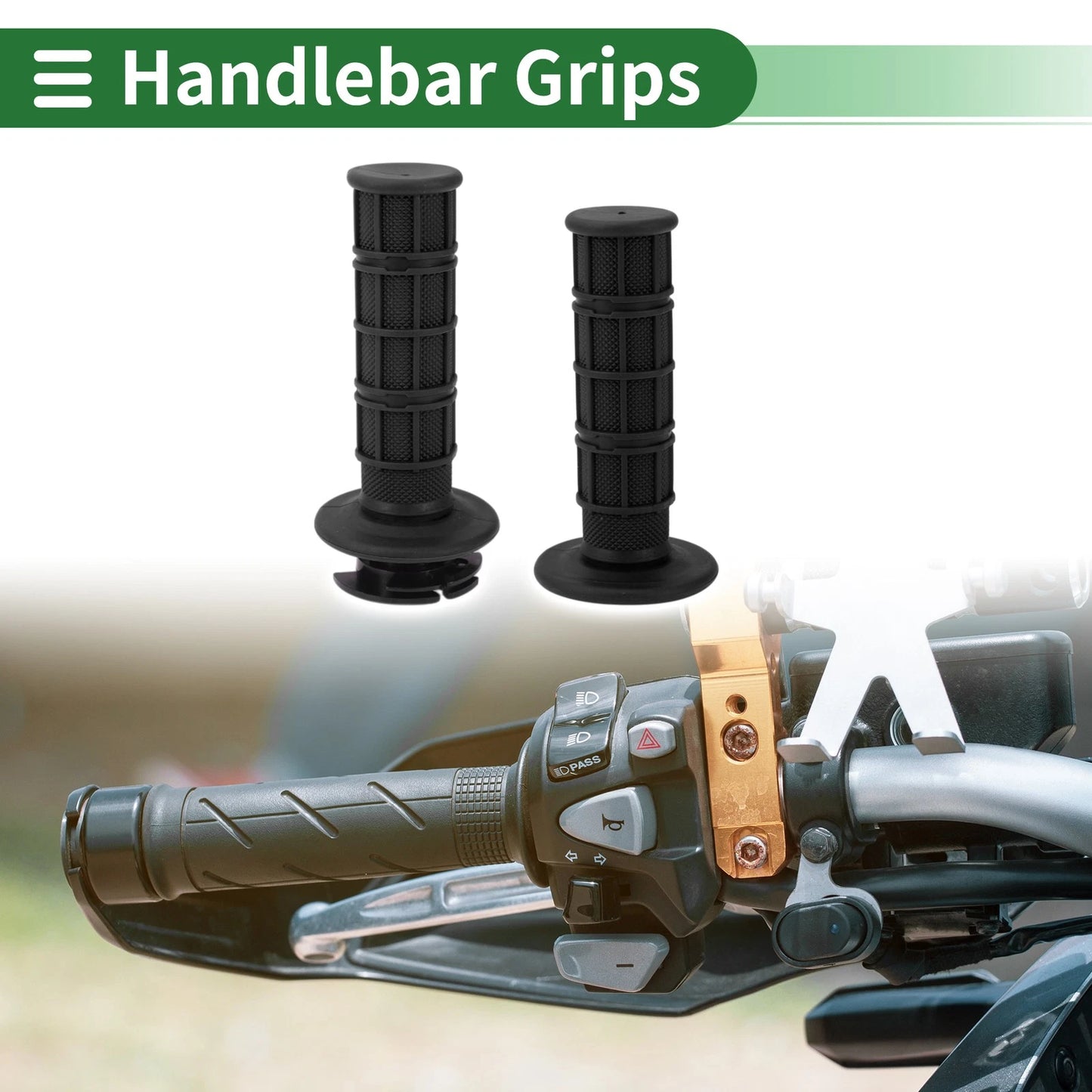 7/8" 22mm Hand Grips Black for Motorcycle