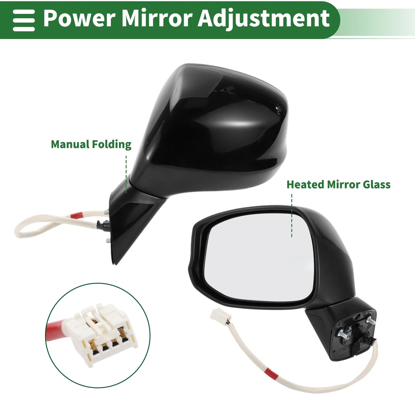 Left Door Mirror for Honda Civic (2012-2015) Manual Folding Gloss Black