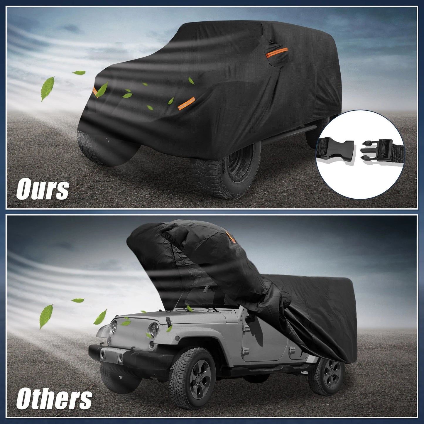Waterproof Aluminum Film Car Cover for Jeep Wrangler JK JL 4-Door (2018-2023)