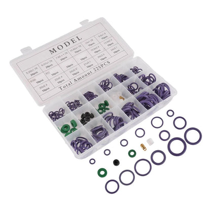 225pcs O-Ring Assortment for A/C System R22 R134a Automotive Seals