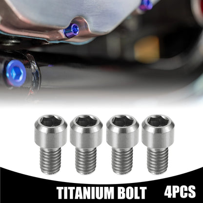 4 x M6x10mm Universal Titanium Alloy Silver Bolt for Motorcycle