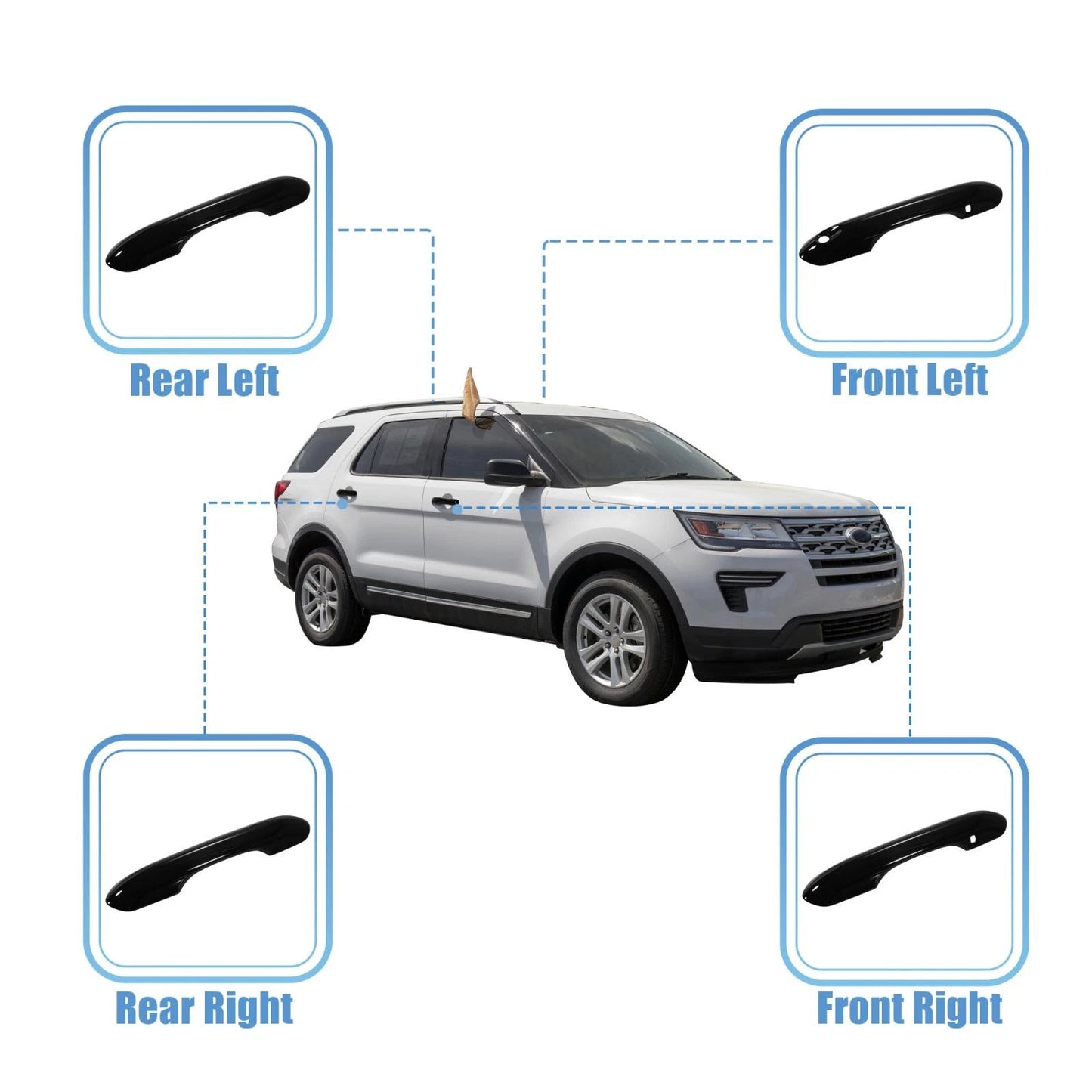 4 x Side Door Handle Cover Trim for Ford Explorer (2020-2022) Black Accessories