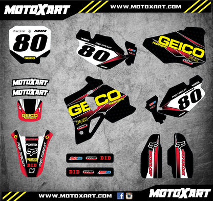 Custom Graphics Full Kit for Honda CR 80 (1996-2002) - GEICO Style Stickers