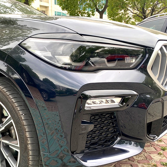 2 x Headlight Eyelid Trim for BMW X5 G05 X6 G06 (2019-2023) Gloss Black